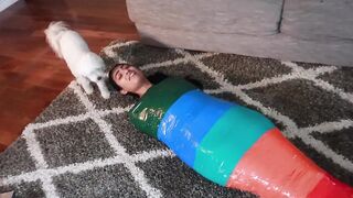 Rainbow Tape Mummy Escape Challenge Fail