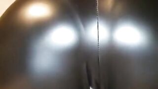 Leather Spandex Leggings of Big Booty Latina Panty Line Visible Tease
