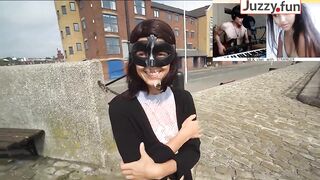 Walk with Cum on Face, Facial Cumshot Outdoors in a Public Place