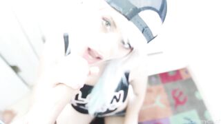 Girlfriend with Knee High Socks gives Blow Job