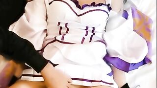 Blindfolded Restraint of Cosplay Girl and Electric Massager Bird's-eye View Video