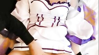 Blindfolded Restraint of Cosplay Girl and Electric Massager Bird's-eye View Video