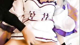 Blindfolded Restraint of Cosplay Girl and Electric Massager Bird's-eye View Video