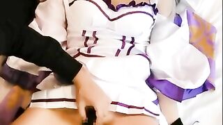 Blindfolded Restraint of Cosplay Girl and Electric Massager Bird's-eye View Video