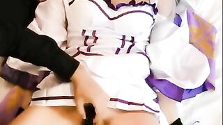 Blindfolded Restraint of Cosplay Girl and Electric Massager Bird's-eye View Video