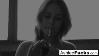 Ashlee smokes & shows off her tits!
