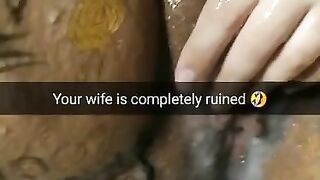 My Wife after Gangbang Lies with Filled with Cum Ruined Fertile Pussy [cuckold. Snapchat]