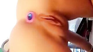 Snapchat Teen Nudes Latina Babe Close up Pussy Show off with Anal Plug in