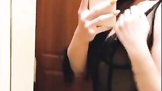 Posing in Front of the Mirror in Sexy Lingerie
