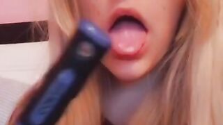Sucking and Licking my Cum off my Hairbrush ~ Yummy