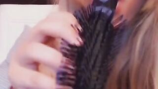 Sucking and Licking my Cum off my Hairbrush ~ Yummy