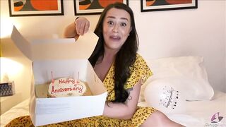 Leanne Crow is playing wine bottle on her enormous boobs