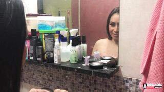 sensualizing in the bathroom