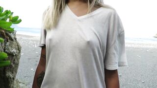 18 Year old Girl Squeezed and Played with on the Beach