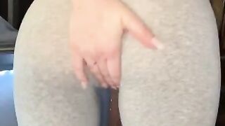 Pussy so Wet you can see it through her Pants