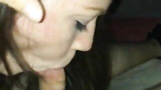 Cheating redhead looking hot sucking dick