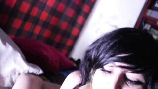 Emo girl swallows my cum doing ahegao