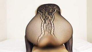 全身網タイツの騎乗位がエロい　The cowgirl position of whole body fishnet tights is erotic