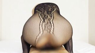 全身網タイツの騎乗位がエロい　The cowgirl position of whole body fishnet tights is erotic