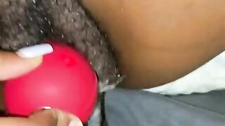???? Petite Ebony Plays With Rose Toy While Taking Dick