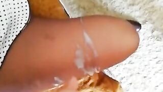 Russian wife handjob pantyhose