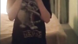 Masturbating my pussy in front of the mirror after school
