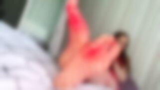 Red fishnets feet and soles ignore