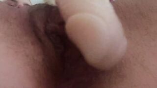 the dildo penetrates my pussy hard
