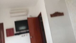 cheating wife sucking and fucking in a motel while  cuckold hubby waits at garage