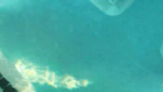 Wife's risky public blowjob and facial in a jacuzzi