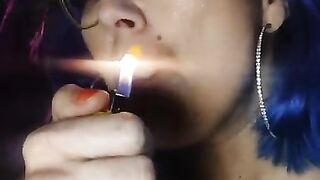 Pretty Face Close Up Smoking Fetish Lots of Cig Dangling Lighting