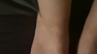Cumming on pedicured toes