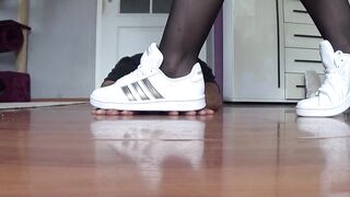 trampling on fingers with adidas shoes
