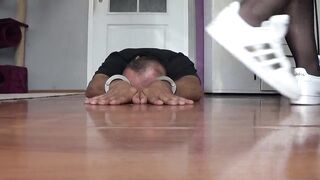 trampling on fingers with adidas shoes