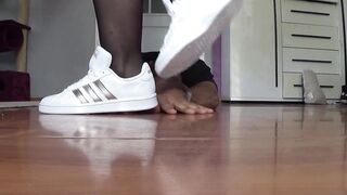 trampling on fingers with adidas shoes