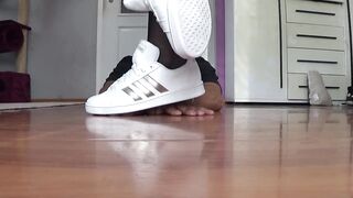 trampling on fingers with adidas shoes
