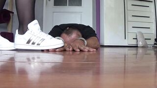 trampling on fingers with adidas shoes
