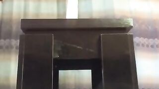 Ebony teen girl RIDES Dildo on Table and twerking on didlo