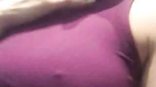 No bra at work - naughty amateur girlfriend on homemade solo cellphone video - horny and needy slut