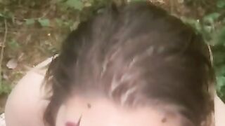 Woods blowjob almost caught