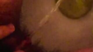 Virgin pisses in slow motion loudly and with sound
