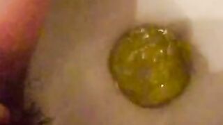 Virgin pisses in slow motion loudly and with sound
