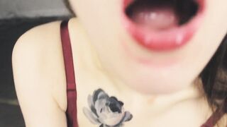 Russian beauty deeply sucks cock and licks cum