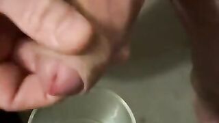 Wife wanted to watch me jerk off & cum, so she grabbed a mug & started recording, Slo Motion CumShot