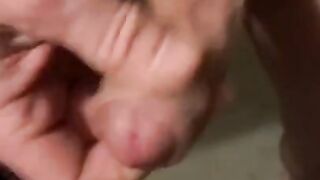 Wife wanted to watch me jerk off & cum, so she grabbed a mug & started recording, Slo Motion CumShot