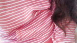Loud Moaning Hairy Piss Slut PEES In Toliet SMELLS Stinky URINE, Uses Toilet Paper TP Wipe Wet Bush