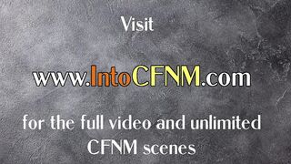 CFNM femdom babes suck cock outdoor in forest 3some