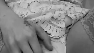 Tiny teen plays with her clit