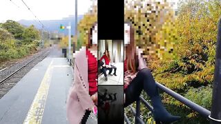 （ミッキー）おしっこ漏れそうだったので電車を待ってる間にたくさん潮吹きしてみました。ぜひ皆様に視姦してほしいです。