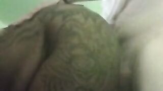 Thick and tatted bent over standing